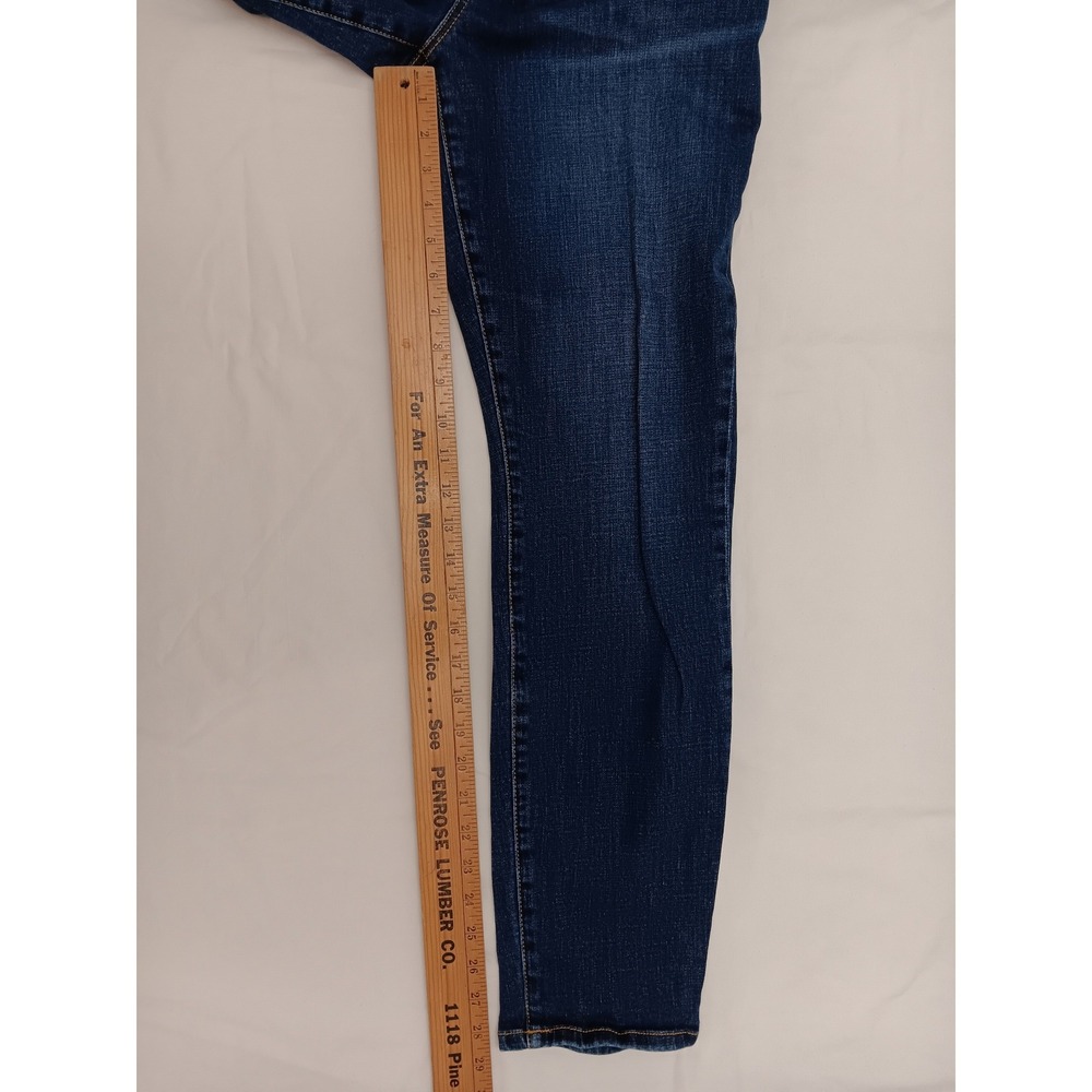 CAbi Women's Blue Denim Button Fly High Rise Skinny Jeans Red Stripe Size 16 - Picture 5 of 16